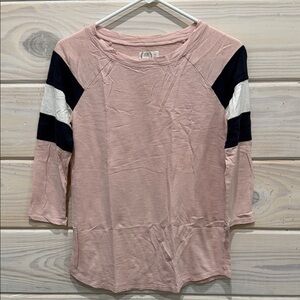 Maurices Pink and Navy Long Sleeve Tee